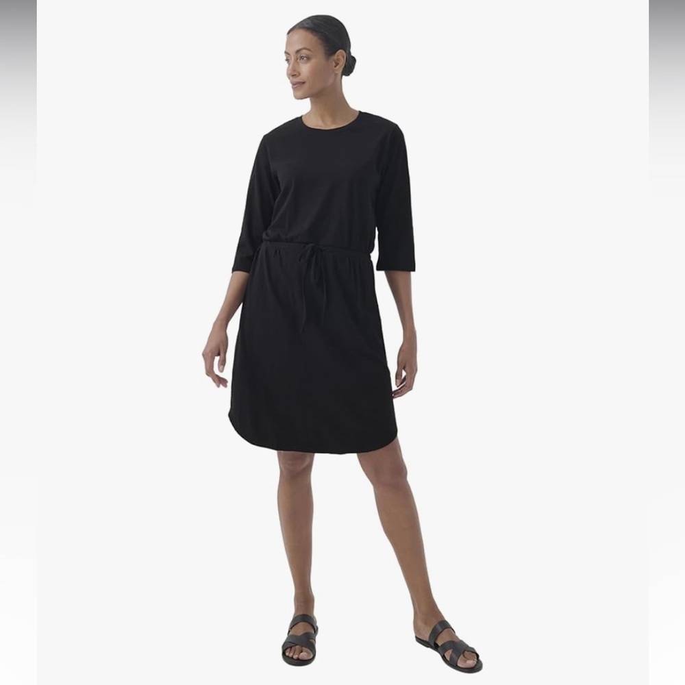 Pact Black Organic Cotton Long Sleeve Knee Length‎ Dress Sz. L